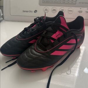 adidas Kids Black and Pink Soccer Cleats